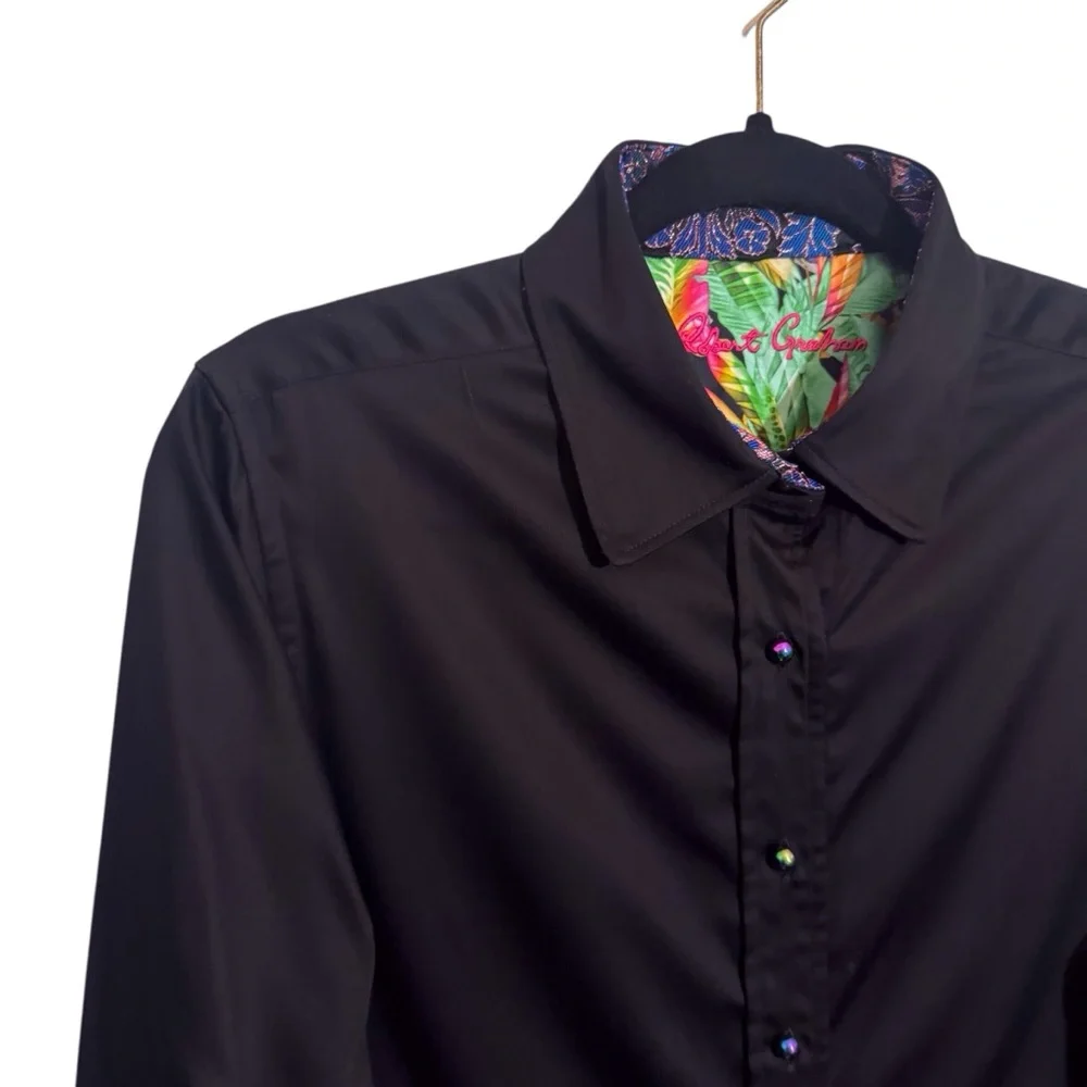 ❌❌❌❌Robert Graham Large Parrot Priscilla Button Up Shirt Top Paisley Cuff Womens - Picture 3 of 10